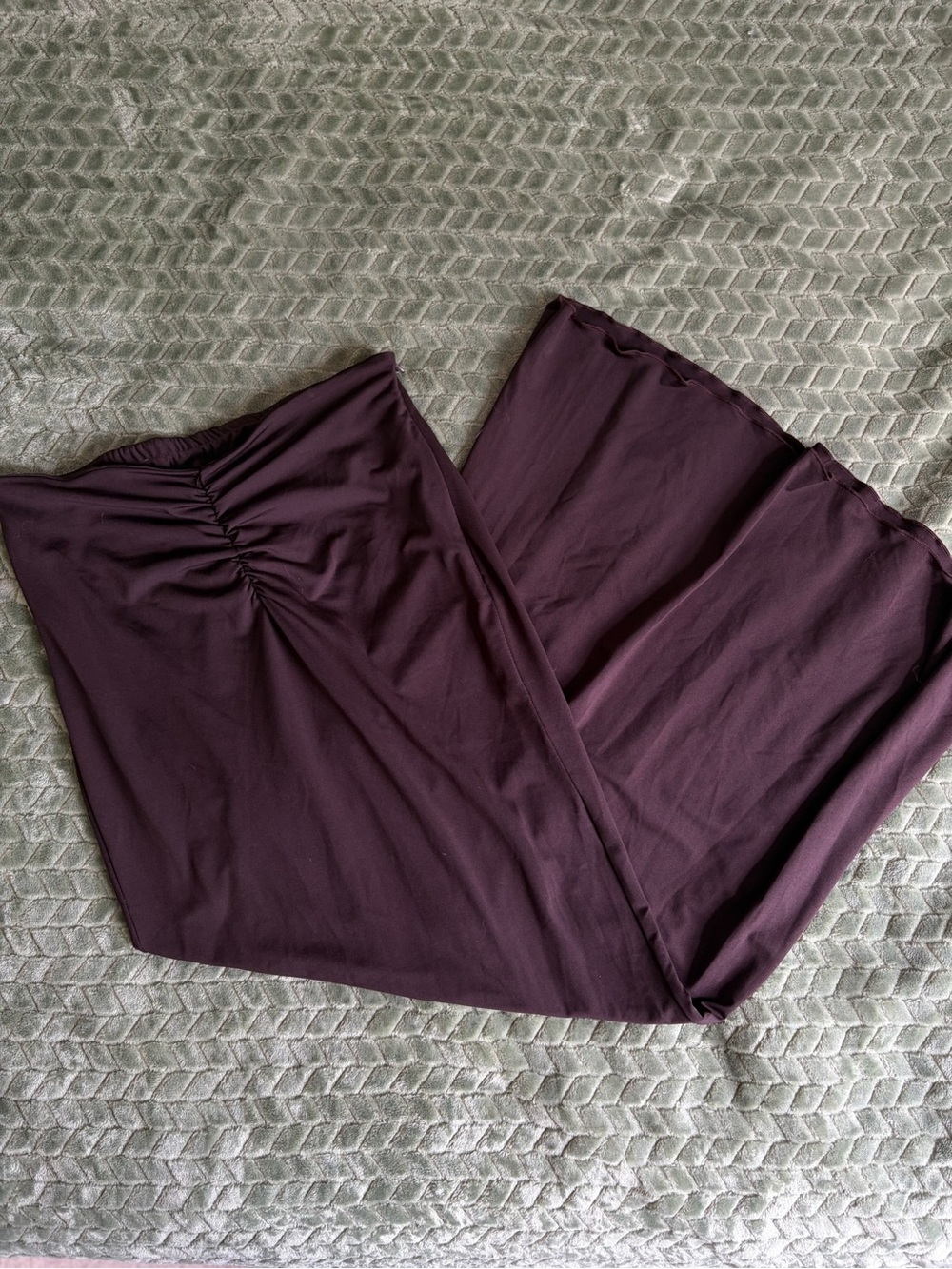 Women's Maxi Skirt in Deep Plum with Ruched Waistband